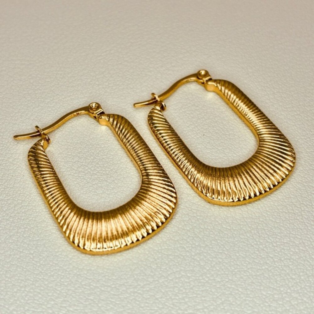 Free People Minimalist Gold Textured Hoop Earrings